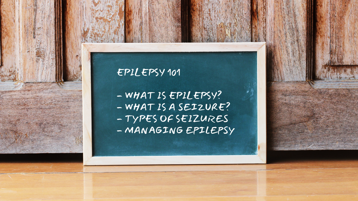 Chalk Board with Epilepsy 101 questions